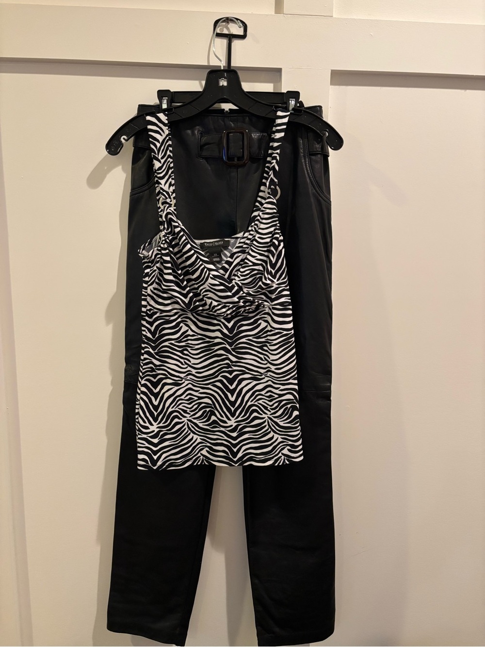 Cache Zebra-Print Slip Tank in Black and White